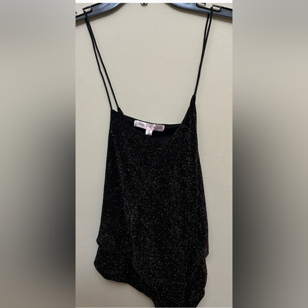 Black, rose, gold nylon/spandex/lurex, lined tank, NWT